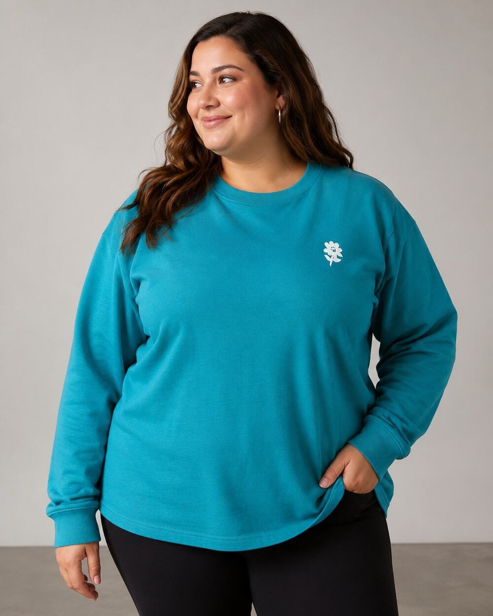 Outdoor Voices Green Flower Graphic Crewneck Sweatshirt 3XL NWT